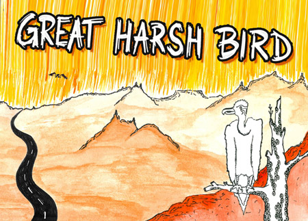 Great Harsh Bird stares across the countryside